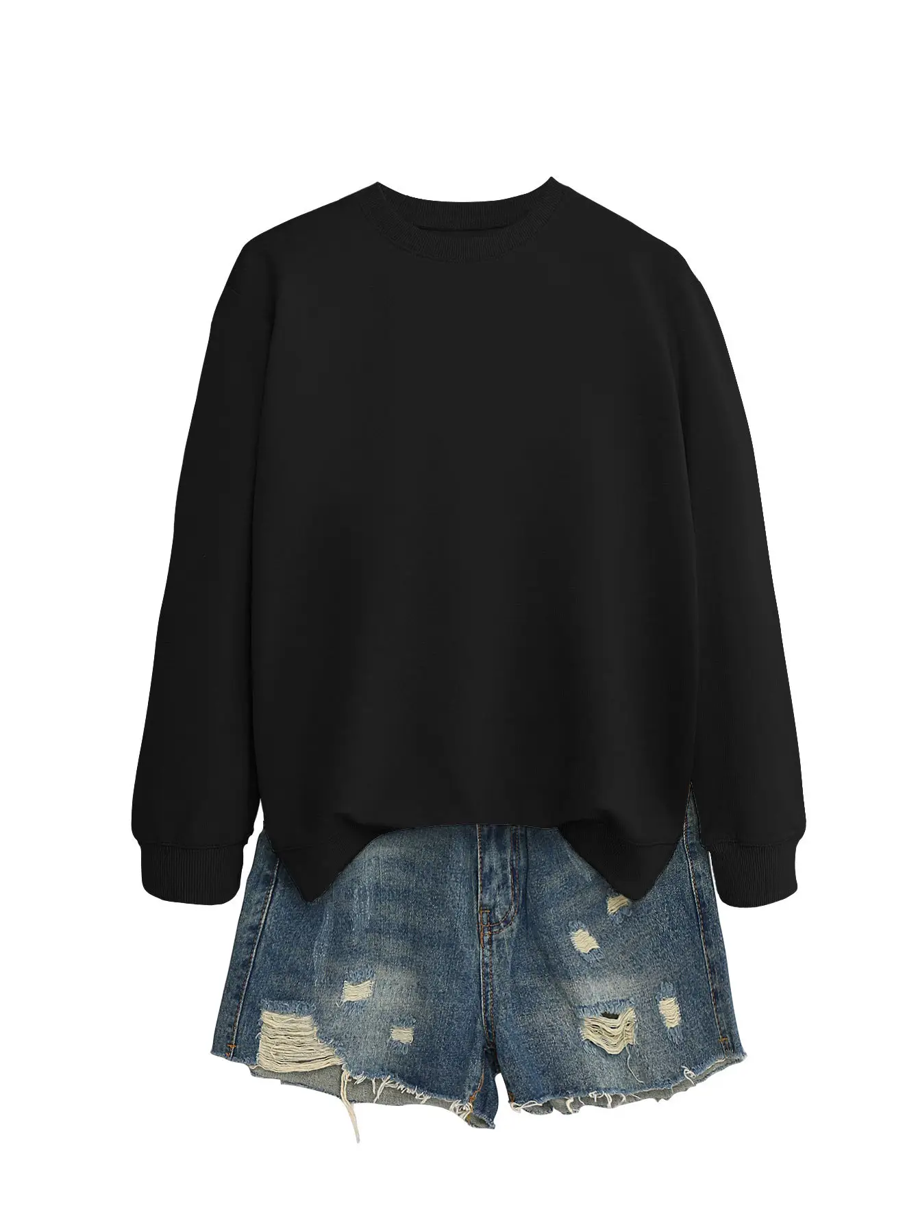 Women's Orange Loose Fit Round Neck Sweater - Image 5