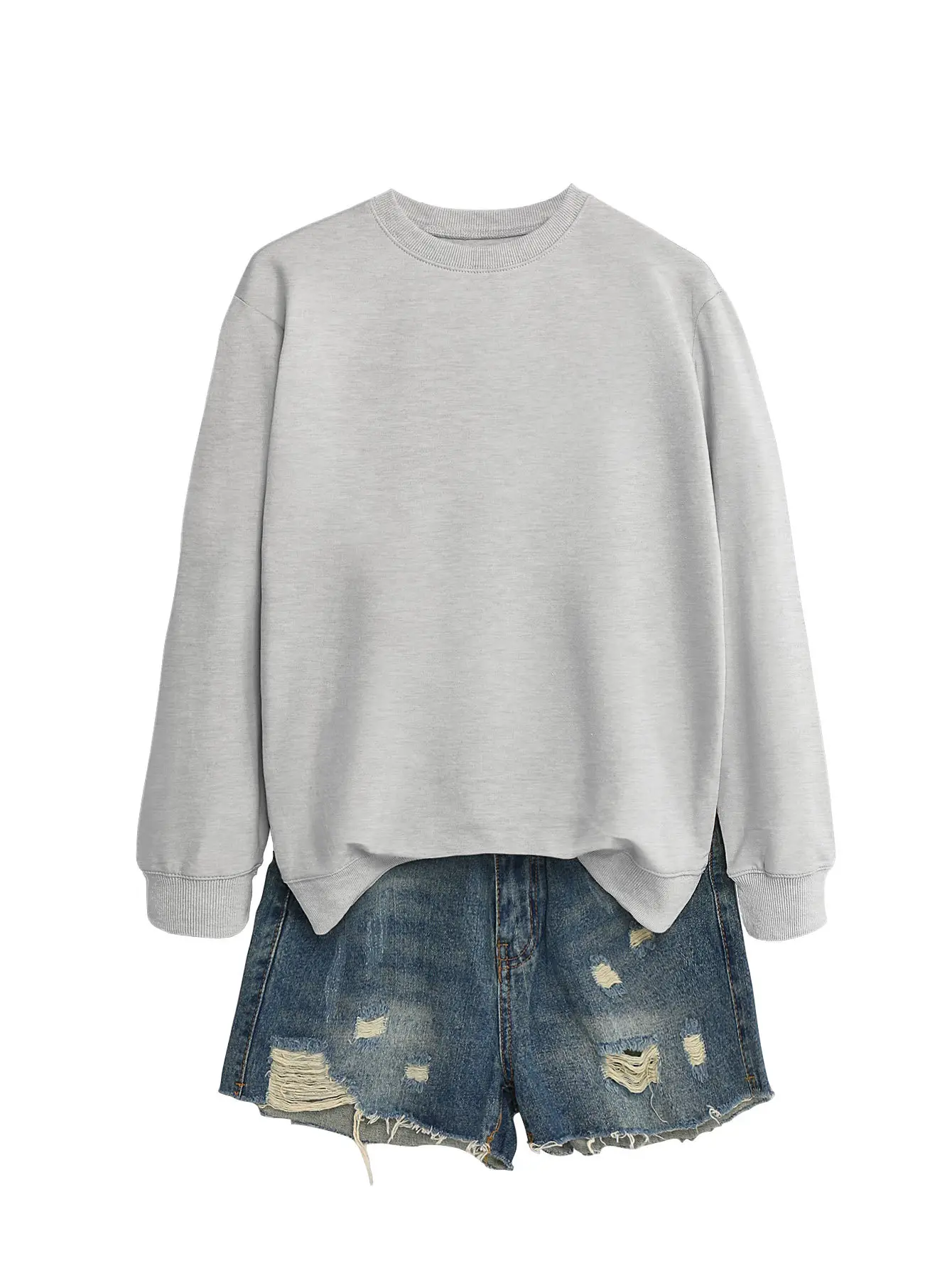 Women's Orange Loose Fit Round Neck Sweater - Image 9