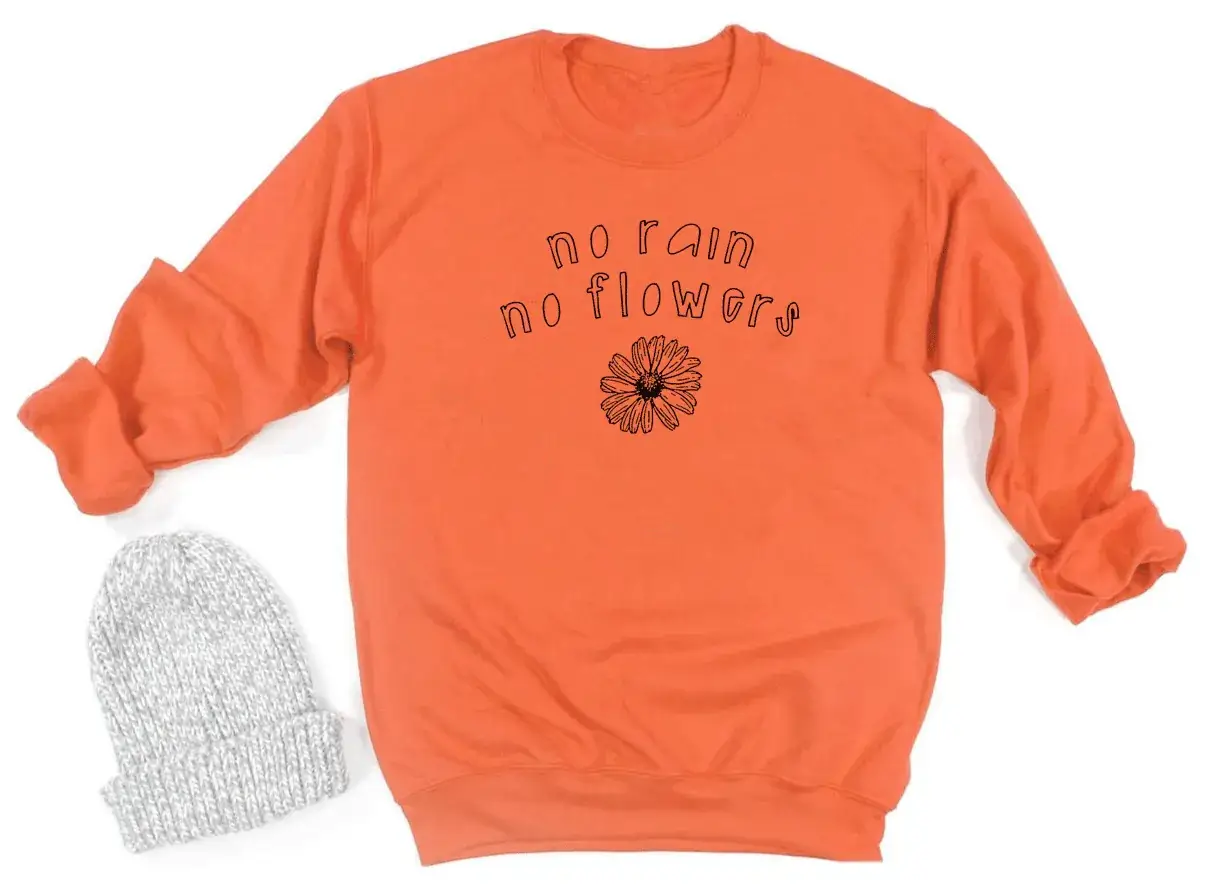 Orange No Rain No Flowers Sweatshirt with Gloves - Image 9
