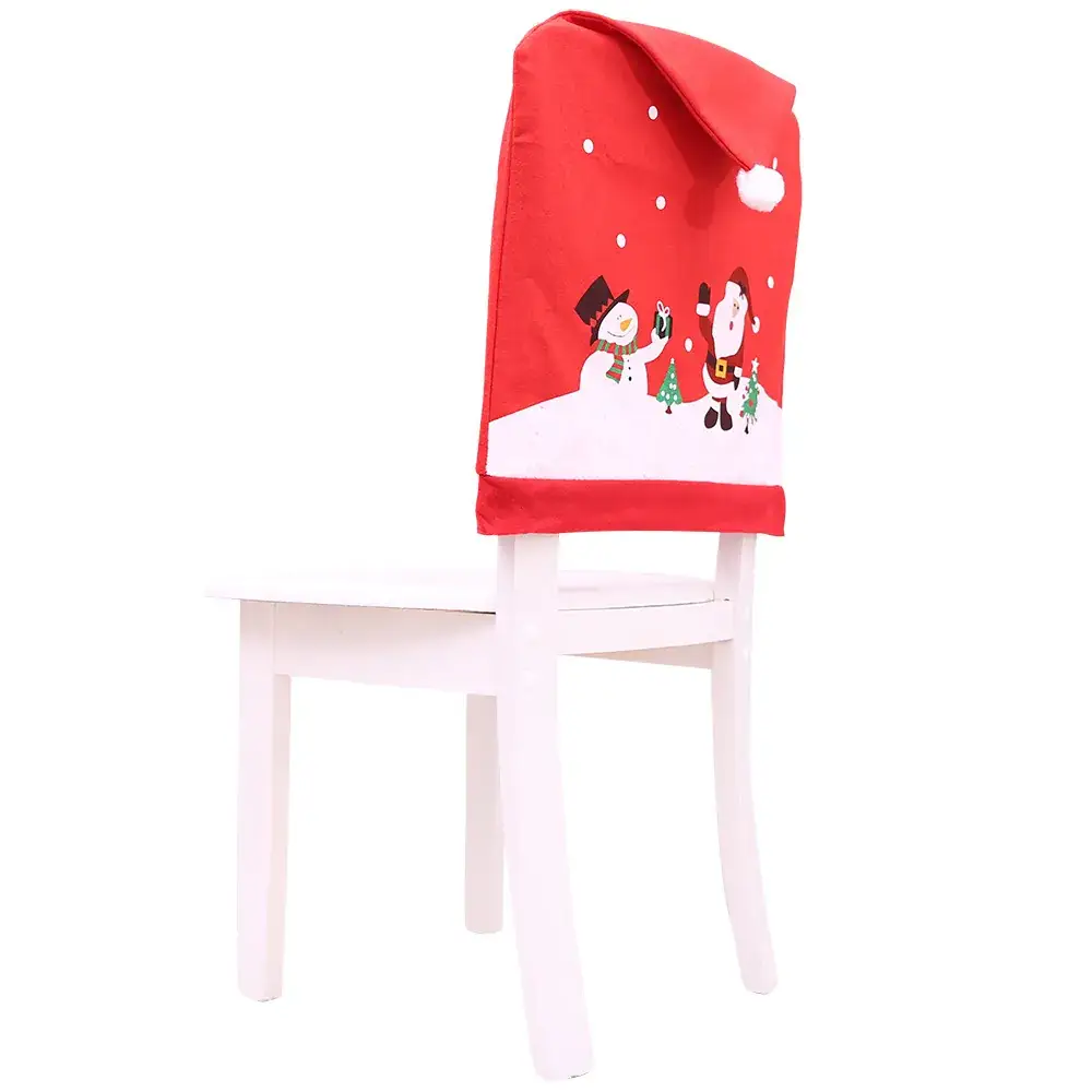 Christmas Snowman Chair Covers Red Decor - Image 3