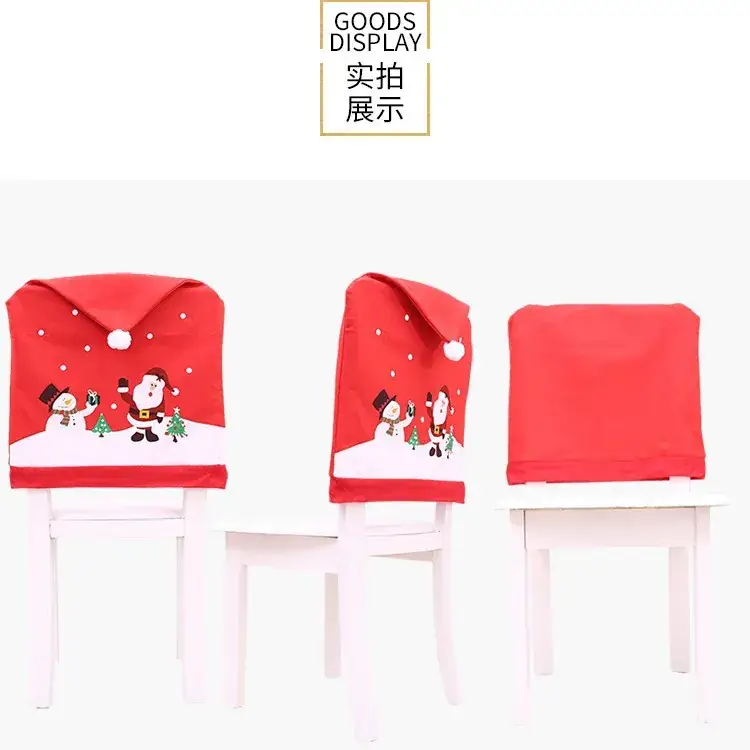 Christmas Snowman Chair Covers Red Decor - Image 4