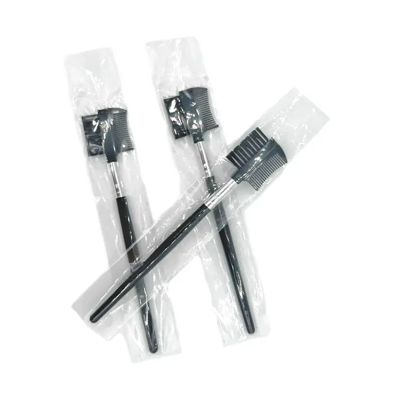Double Eyebrow Brush Set Black Long Handle - Image 3