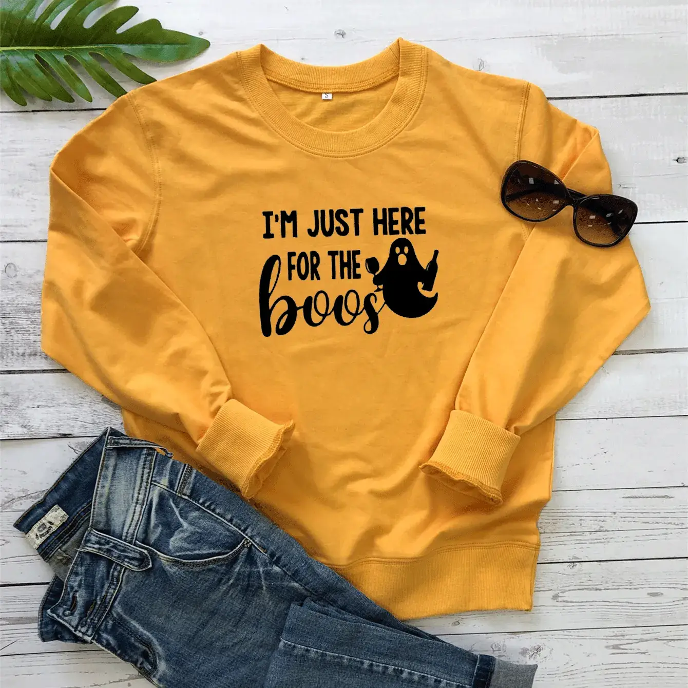 Halloween I'm Just Here for the Boos Crewneck Sweatshirt - Image 3