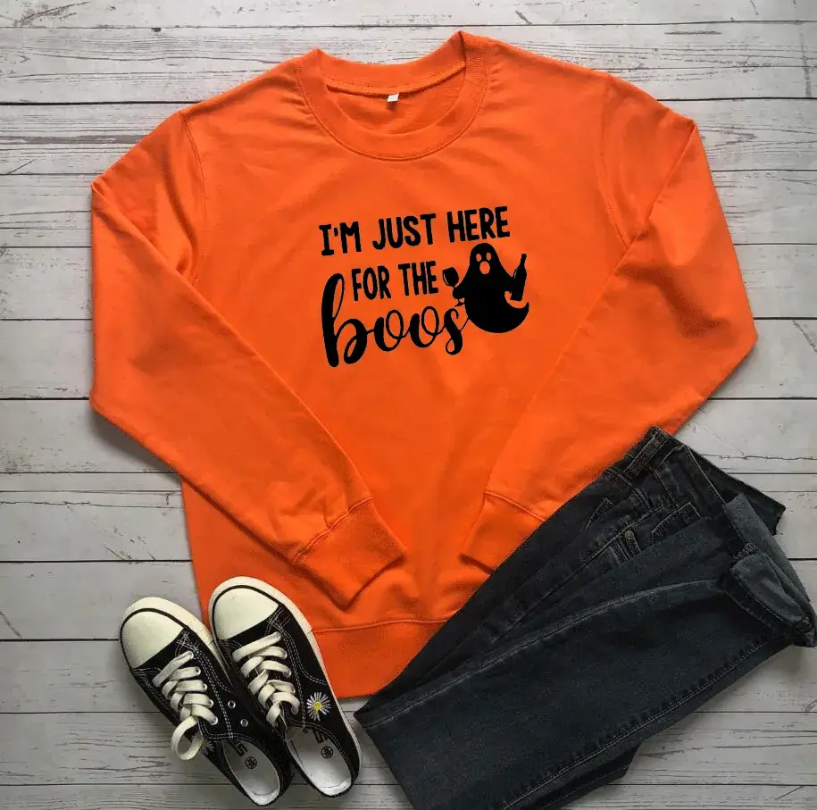 Halloween I'm Just Here for the Boos Crewneck Sweatshirt - Image 5