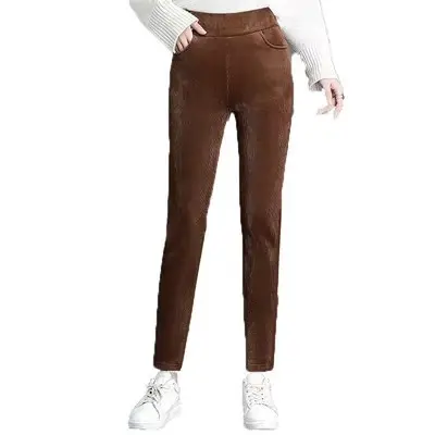 Women Fleece Lined Thick Corduroy Pants Autumn Winter - Image 8
