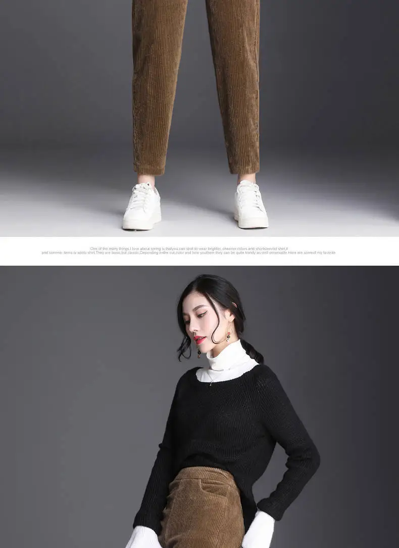 Women Fleece Lined Thick Corduroy Pants Autumn Winter — feature 14