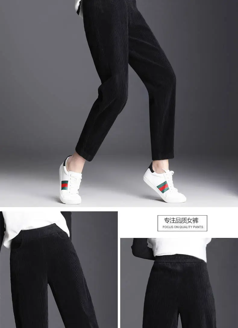 Women Fleece Lined Thick Corduroy Pants Autumn Winter — feature 18