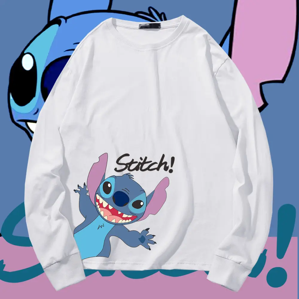 Pink Stitch Long Sleeve T-Shirt for Men Women Cotton - Image 11