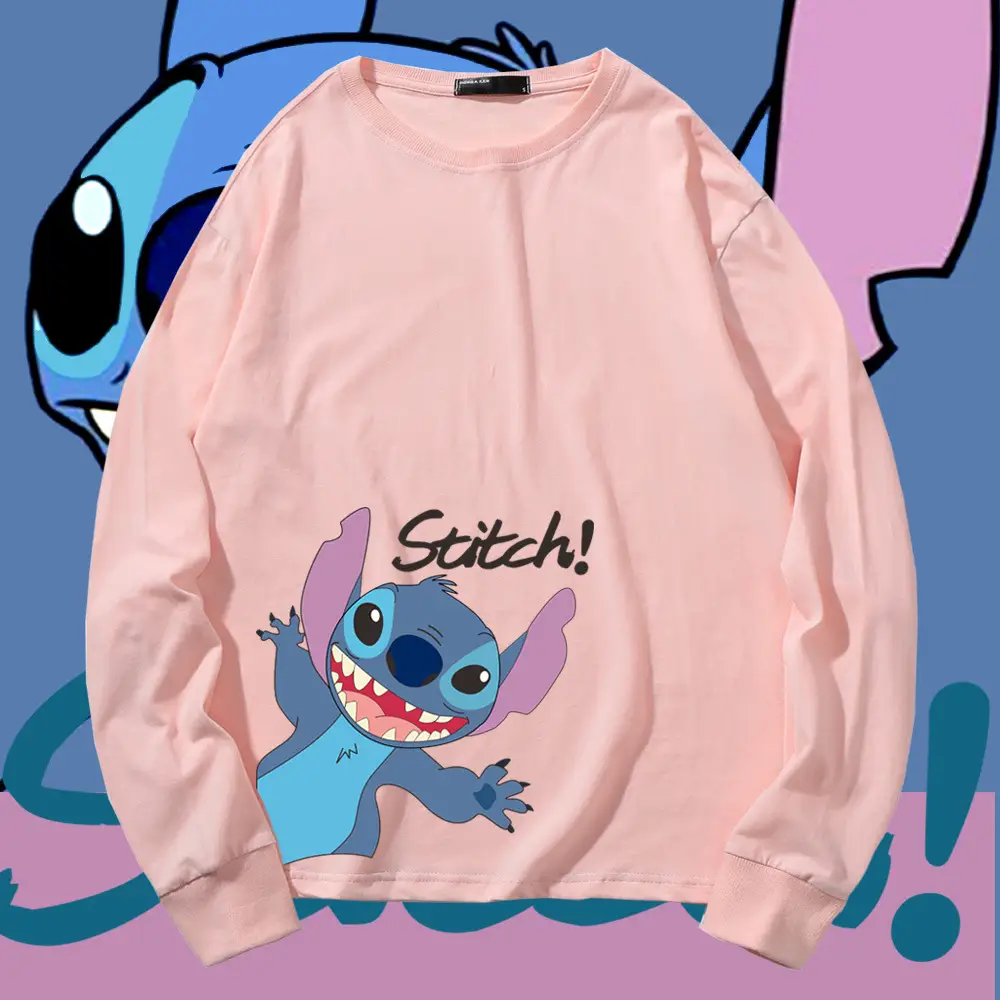Pink Stitch Long Sleeve T-Shirt for Men Women Cotton - Image 12