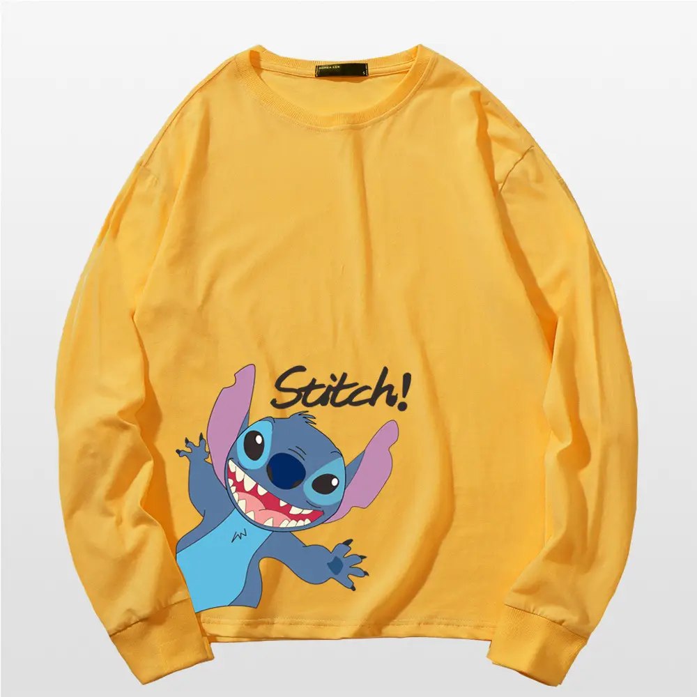 Pink Stitch Long Sleeve T-Shirt for Men Women Cotton - Image 3