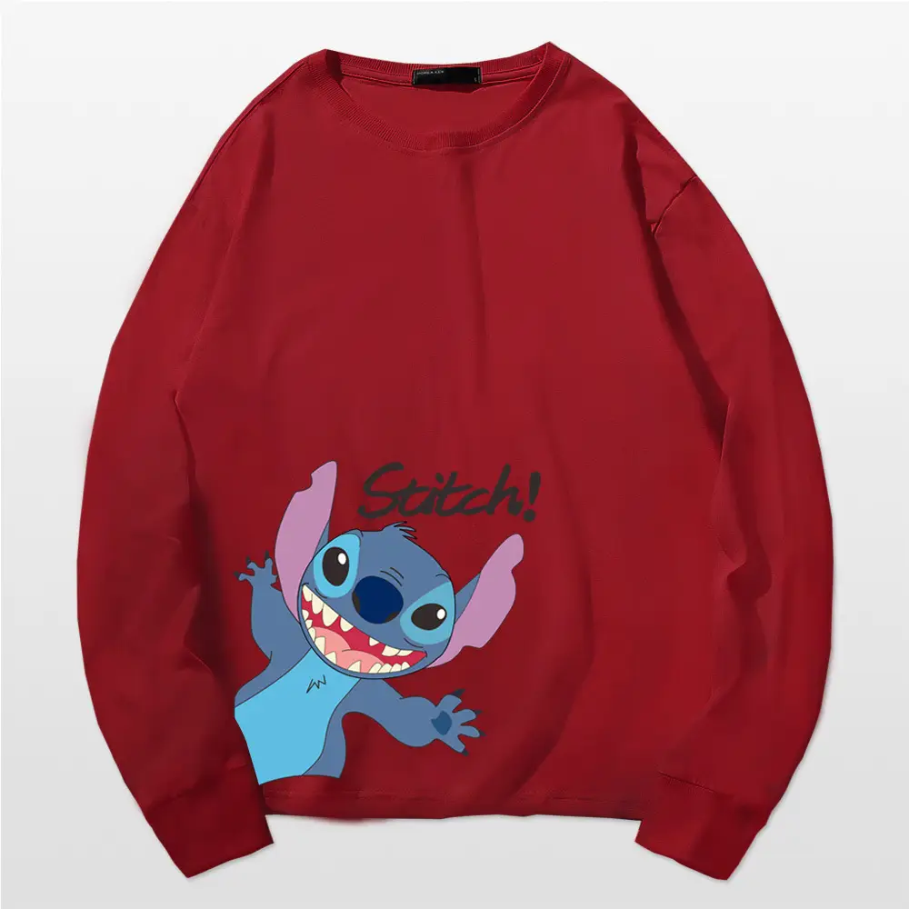 Pink Stitch Long Sleeve T-Shirt for Men Women Cotton - Image 4
