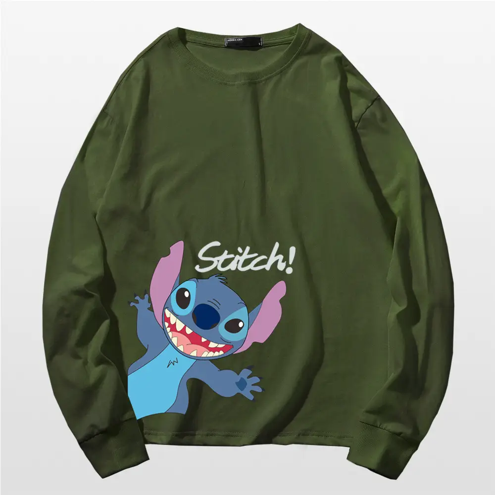 Pink Stitch Long Sleeve T-Shirt for Men Women Cotton - Image 6