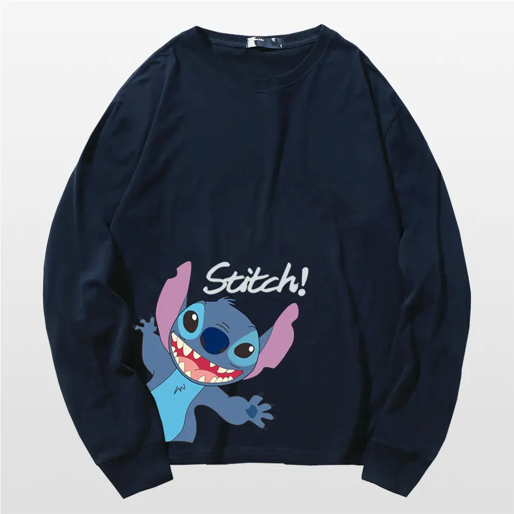 Pink Stitch Long Sleeve T-Shirt for Men Women Cotton - Image 9