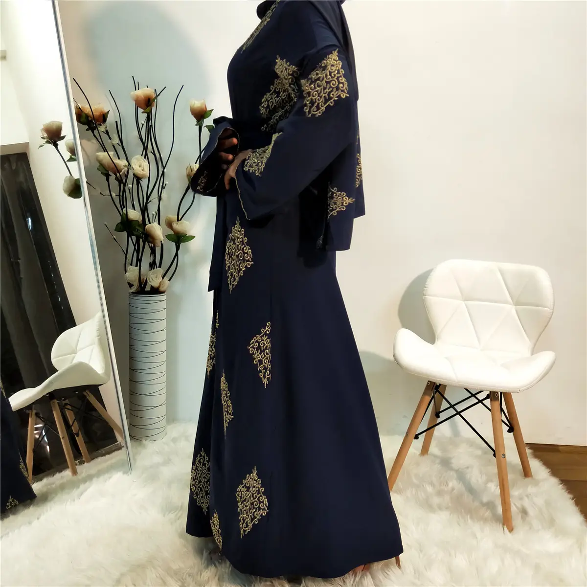 Women's Gold Embroidered Dubai Robe Kimono 1799