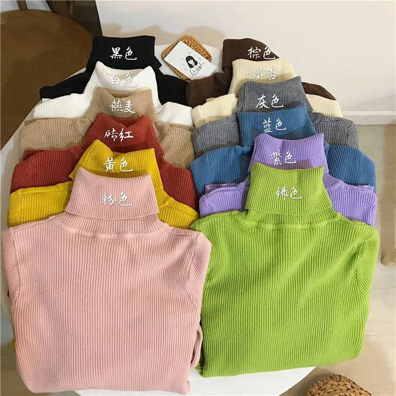 Women 2025 Warm Knit Turtleneck Red Slim Fit - Image 16