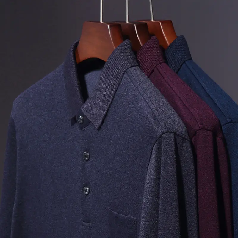 Men's Purple Polo Shirt with Button Collar - Image 4