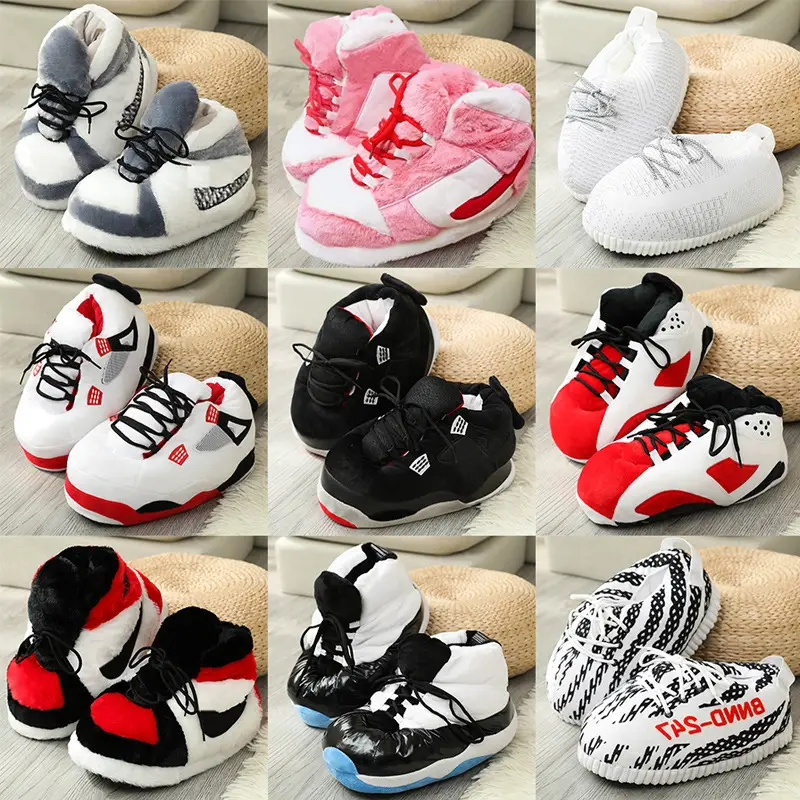 Cross-Border Douyin Spoof Aj1 Cotton Slippers Internet Celebrity Funny Cotton Shoes Coconut Luminous Bread Shoes Warm Home Winter
