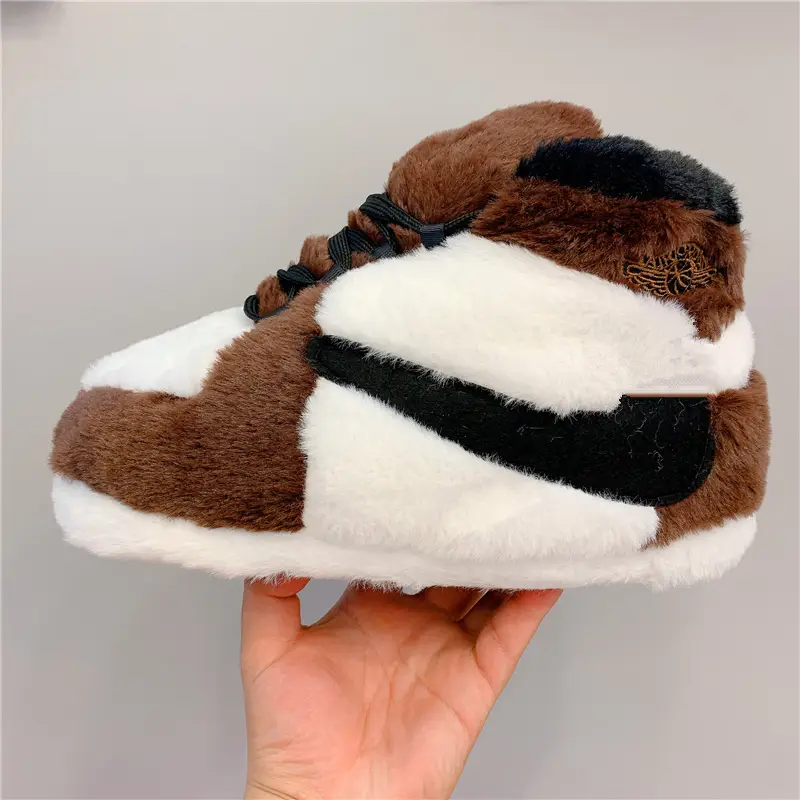 Cross-Border Douyin Spoof Aj1 Cotton Slippers Internet Celebrity Funny Cotton Shoes Coconut Luminous Bread Shoes Warm Home Winter