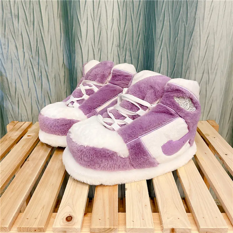 Cross-Border Douyin Spoof Aj1 Cotton Slippers Internet Celebrity Funny Cotton Shoes Coconut Luminous Bread Shoes Warm Home Winter