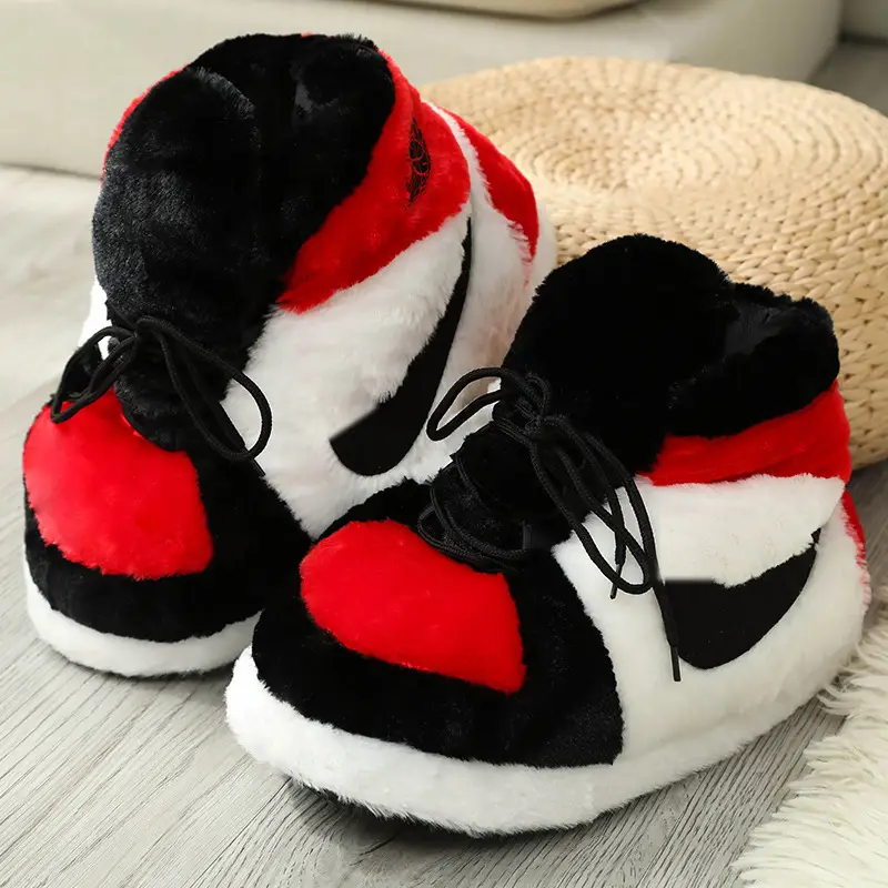 Cross-Border Douyin Spoof Aj1 Cotton Slippers Internet Celebrity Funny Cotton Shoes Coconut Luminous Bread Shoes Warm Home Winter