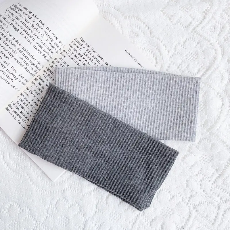 Women's Grey Ribbed Headscarf Summer Wear