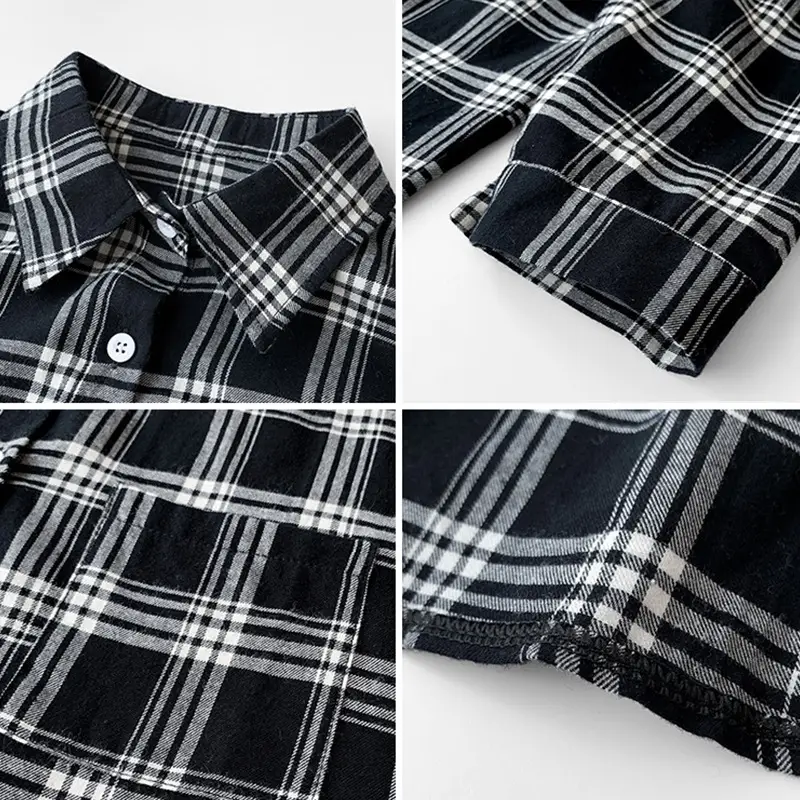 Women Plaid Print Long Sleeve Jacket with Turn-Down Collar - Image 6