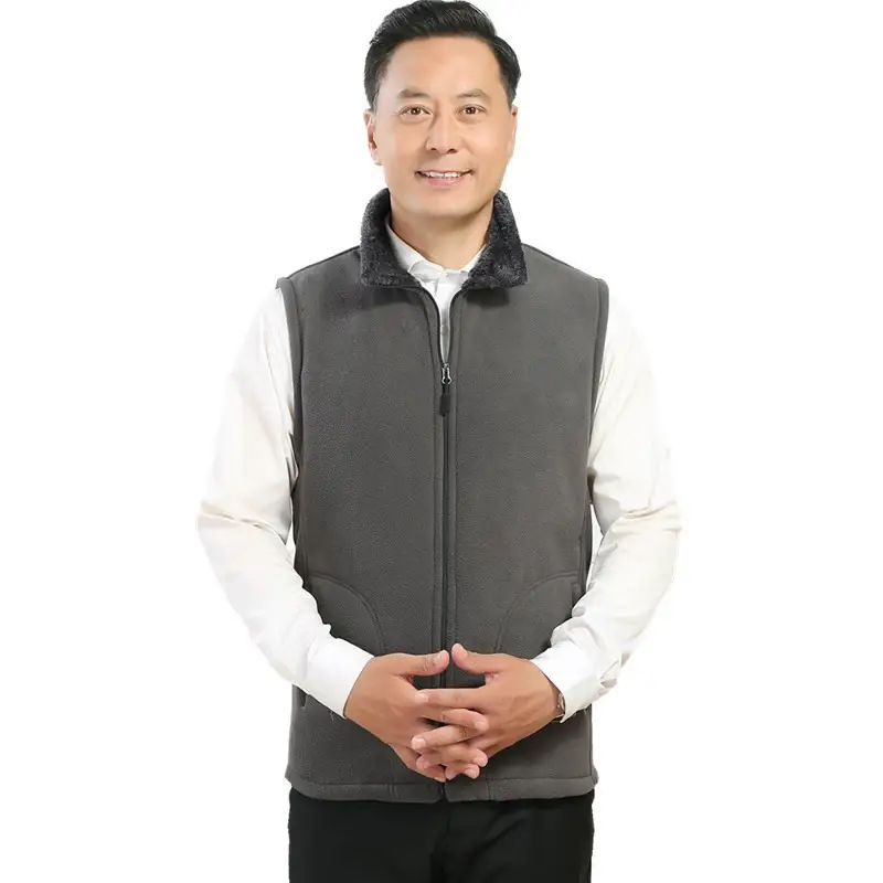 Winter Warm Vest for Men Fleece Collar Blue Large - Image 9