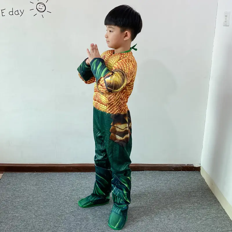 Kids Aquaman Muscle Halloween Costume Green Pants
