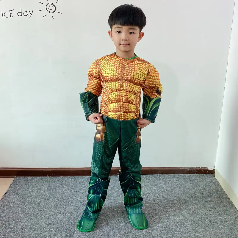 Kids Aquaman Muscle Halloween Costume Green Pants