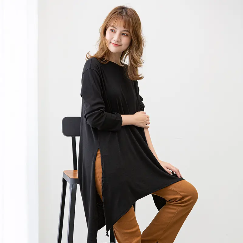 Black Long Sleeve T-Shirt for Plus Size Women - Image 7