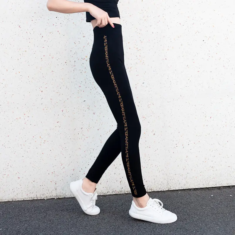 Black Elastic Cropped Leggings Extra Large Plus Size - Image 4