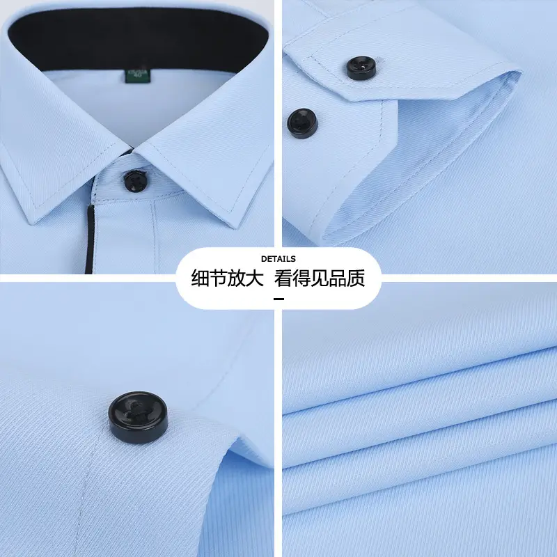 Men Long Sleeve White Slim Fit Business Shirt - Image 5