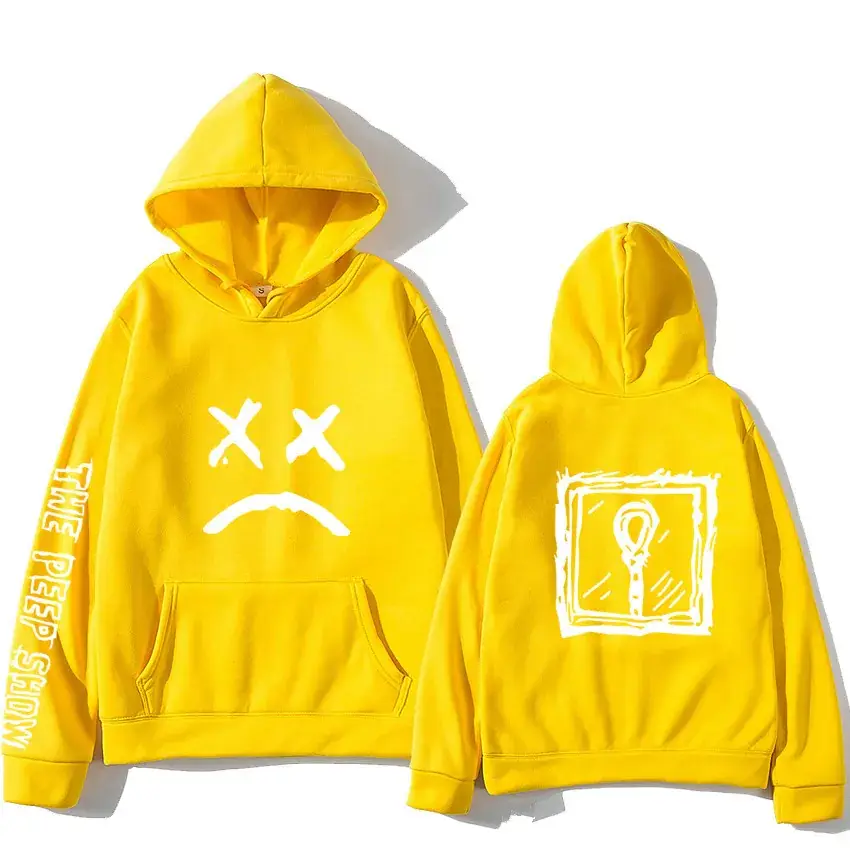 Orange X-Face Hoodie with Light Bulb Print - Image 10