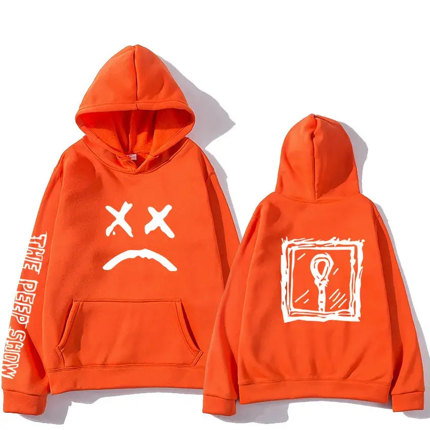 Orange X-Face Hoodie with Light Bulb Print - Image 6