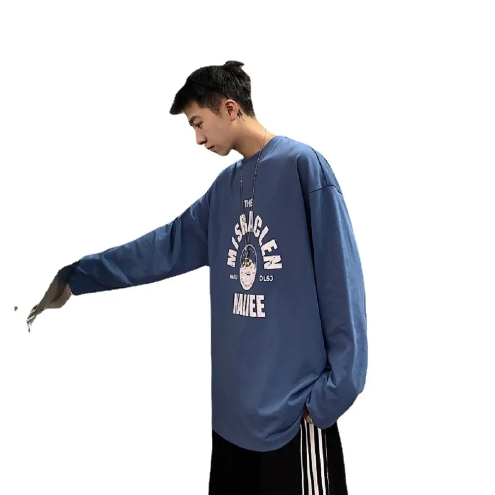 Men's Grey Korean Style Long Sleeve T-Shirt