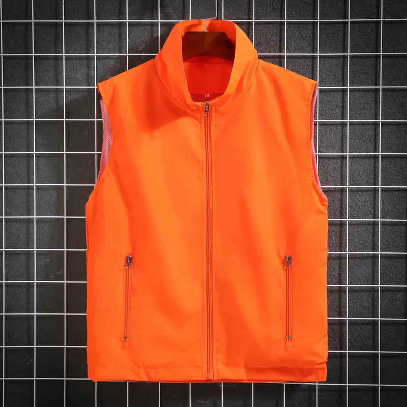 Men Neoprene Sleeveless Vest Red Zip Front - Image 3