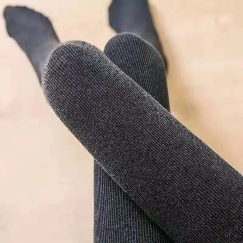 Women Velvet Padded Warm Leggings Set Grey - Image 8