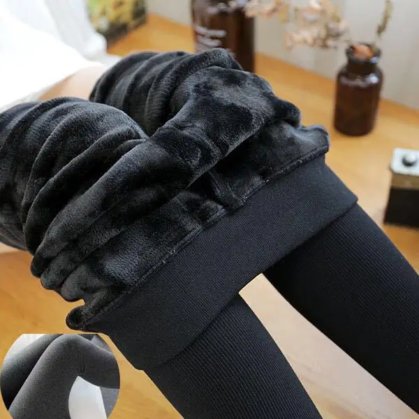 Women Velvet Padded Warm Leggings Set Grey — feature 2