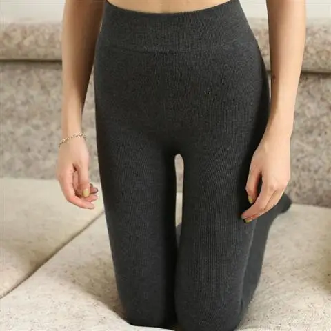 Women Velvet Padded Warm Leggings Set Grey - Image 2