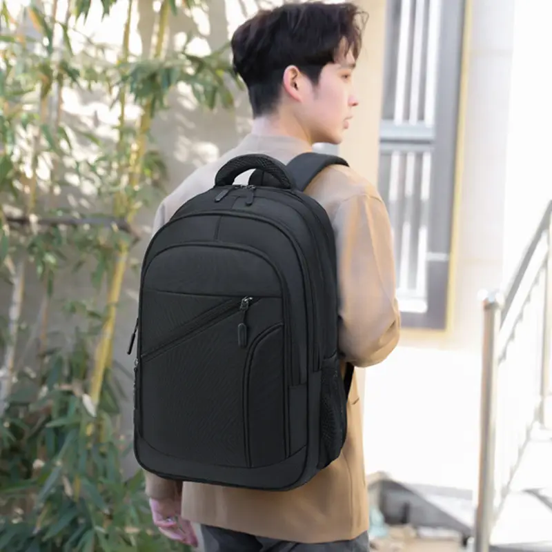 Men's Black Crossbody School Backpack Large Capacity Travel Bag - Image 4