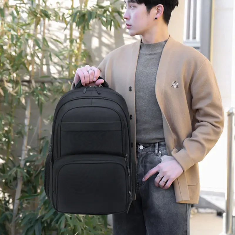 Men's Black Crossbody School Backpack Large Capacity Travel Bag - Image 5