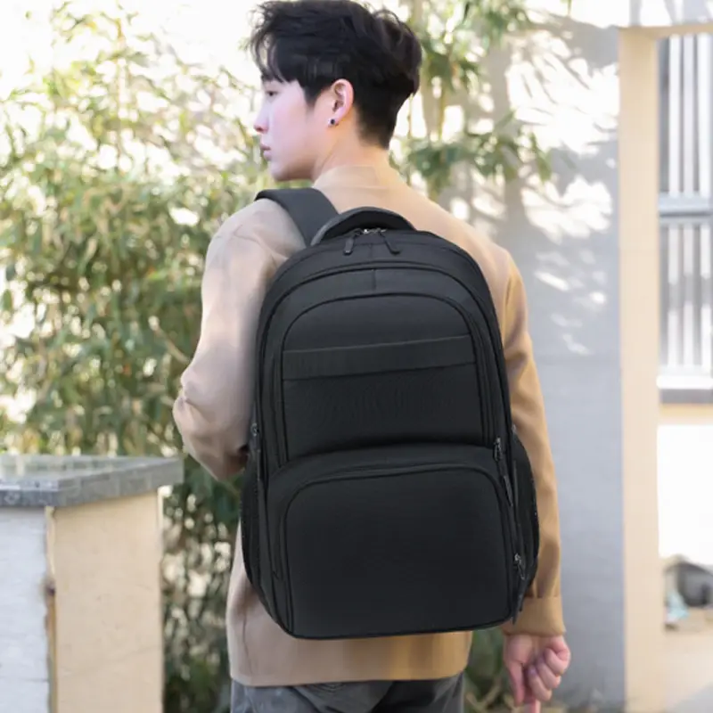 Men's Black Crossbody School Backpack Large Capacity Travel Bag - Image 6