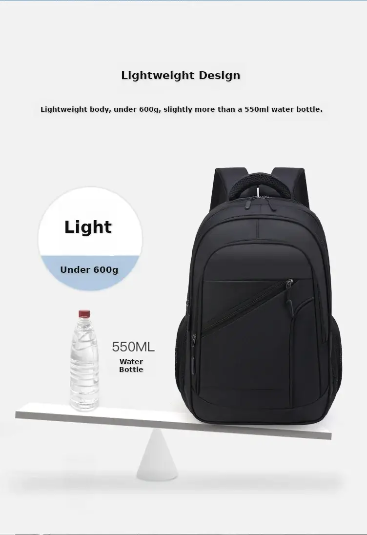 Men's Black Crossbody School Backpack Large Capacity Travel Bag — feature 11