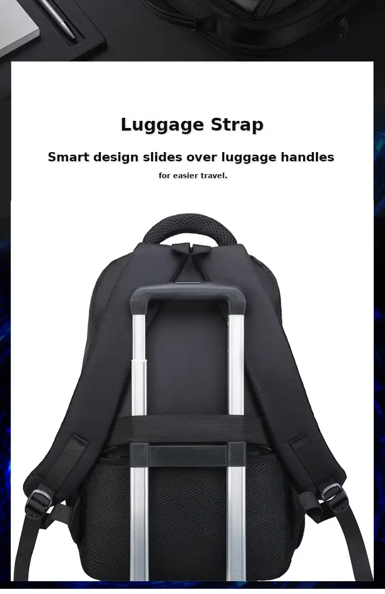 Men's Black Crossbody School Backpack Large Capacity Travel Bag — feature 12