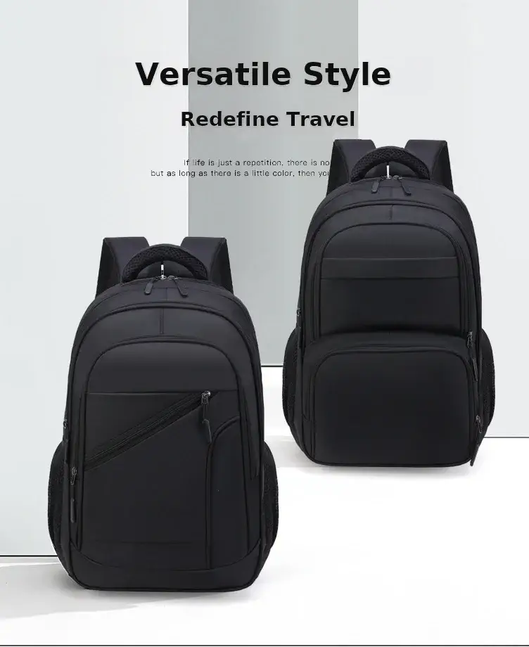 Men's Black Crossbody School Backpack Large Capacity Travel Bag — feature 2