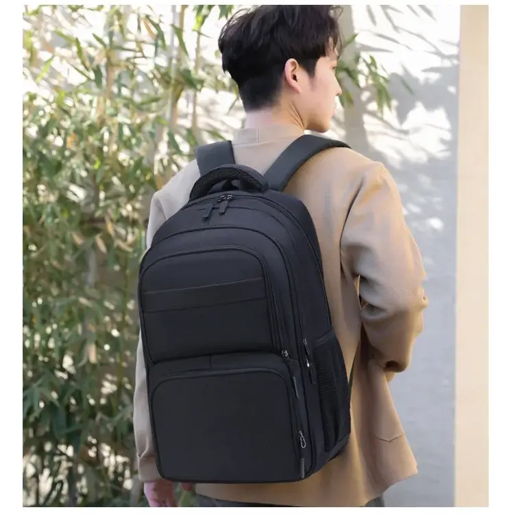 Men's Black Crossbody School Backpack Large Capacity Travel Bag — feature 21