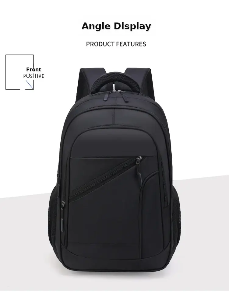 Men's Black Crossbody School Backpack Large Capacity Travel Bag — feature 22