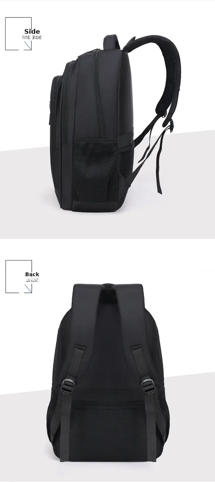 Men's Black Crossbody School Backpack Large Capacity Travel Bag — feature 24