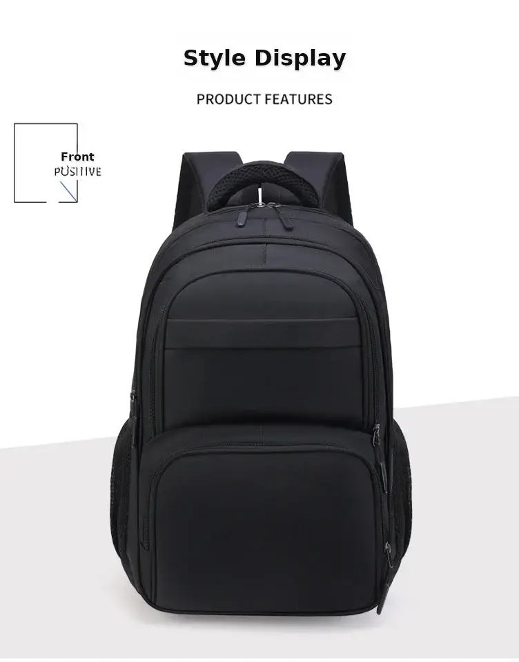 Men's Black Crossbody School Backpack Large Capacity Travel Bag — feature 26