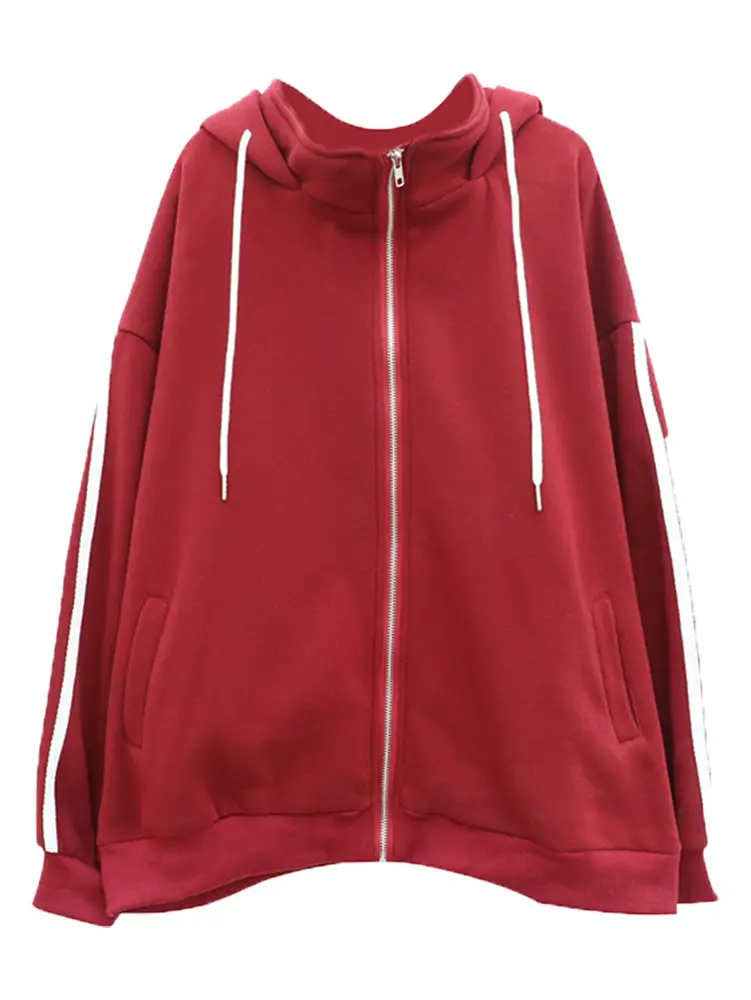 Women's Red Velvet Hooded Zipper Sweatshirt 2020+ - Image 5